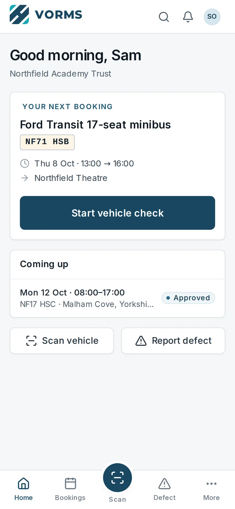 VORMS on a driver's phone
